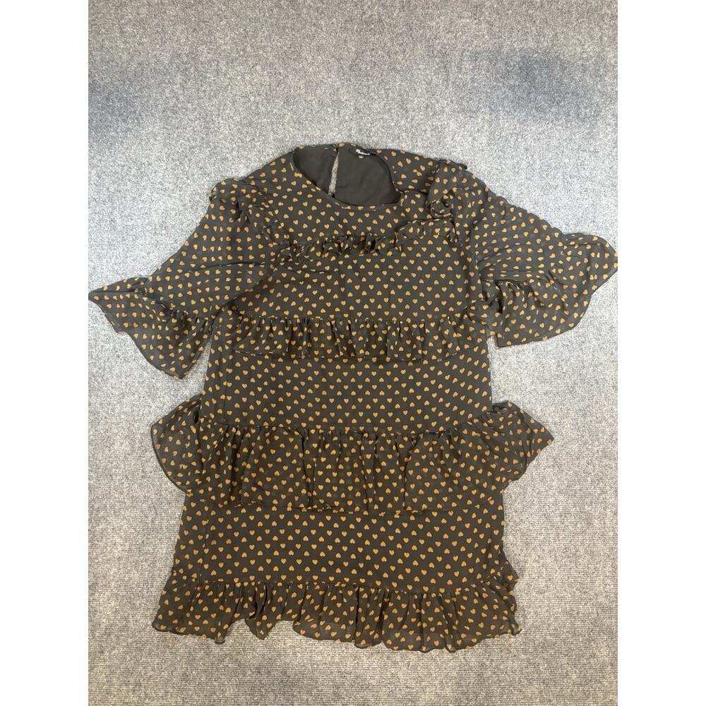 Madewell Brown Eyelet Waterlily Ruffle Mini Dress Hearts